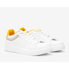 White and yellow sneakers with a thick Meia sole 2