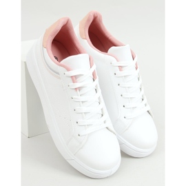 White women's sneakers B0-686 WHITE / PINK 1
