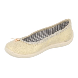 Befado children's slippers with a bow 980y103 beige golden 1