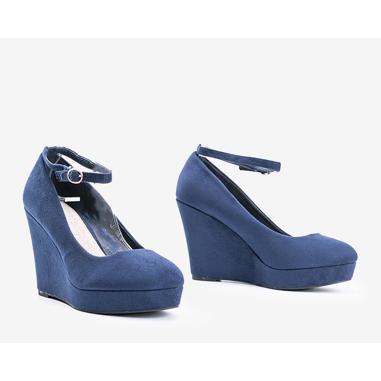 Navy blue wedges closed discount toe