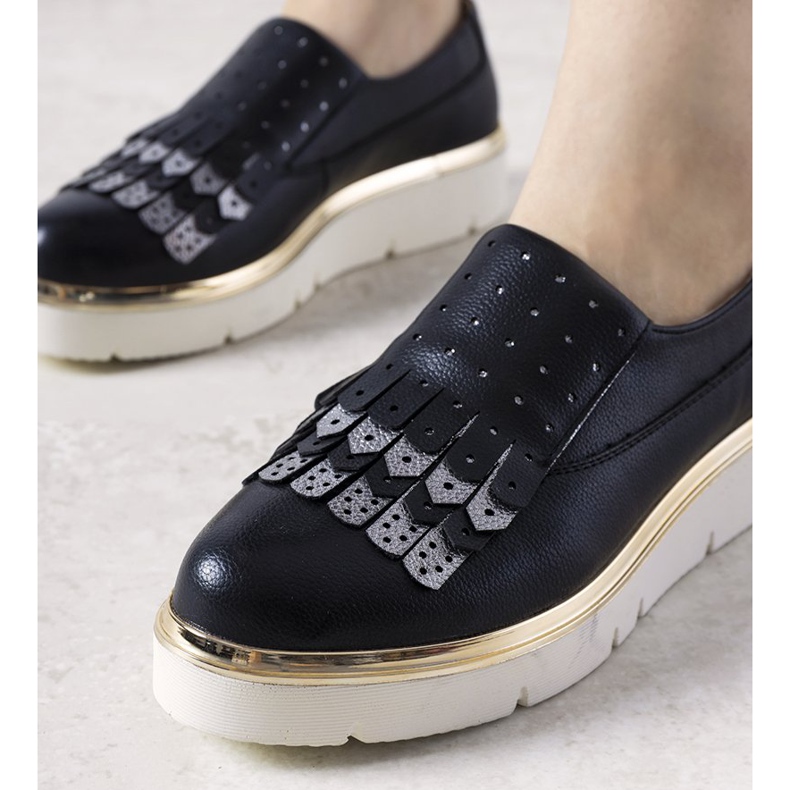 Slip-on silver shoes with GF-FD9 studs black 1