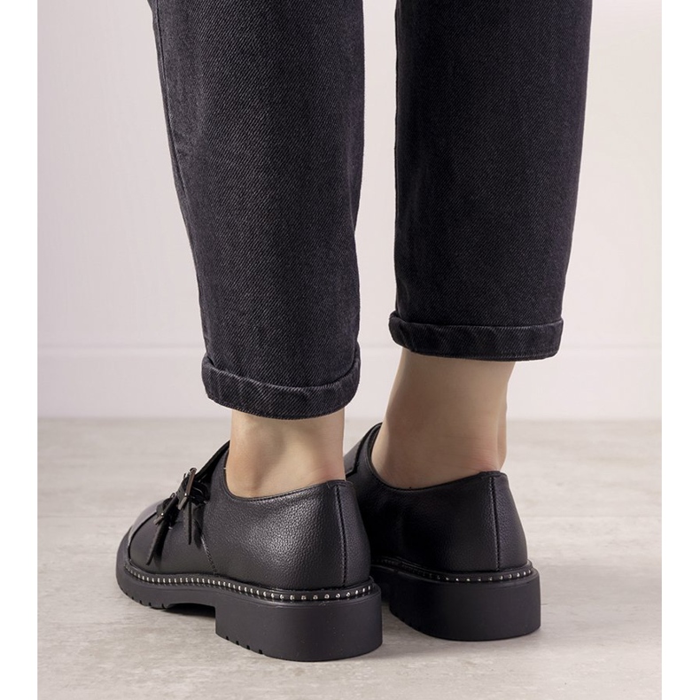 Black slip-on shoes with GF-FD9 studs 1