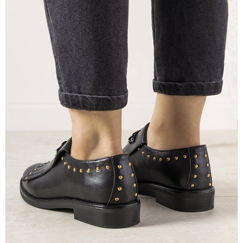 Black slip-on shoes with GF-FD9 studs 1