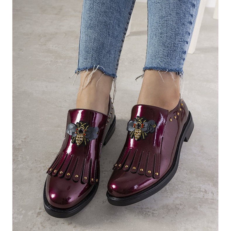 Maroon slip ons with GF-FD9 studs red 1