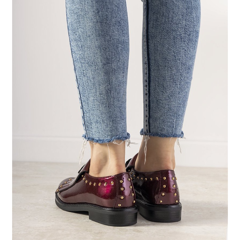 Maroon slip ons with GF-FD9 studs red 2
