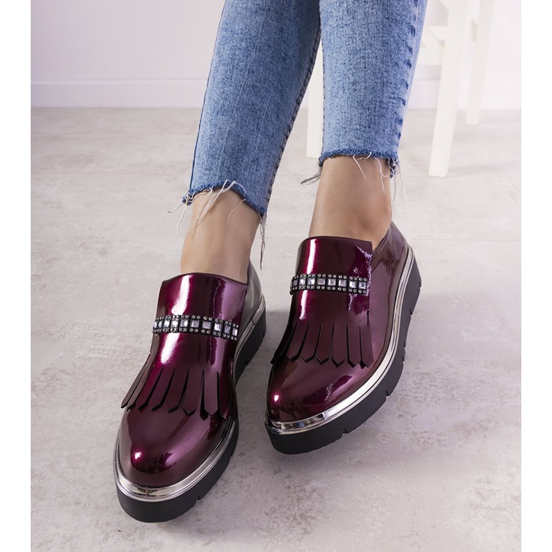 Maroon slip ons with GF-FD9 studs red 2