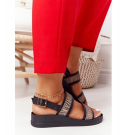 Leather Wedge Sandals Laura Messi 2232 Black beige 4