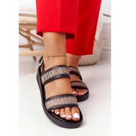 Leather Wedge Sandals Laura Messi 2232 Black beige 5 Leather Wedge Sandals Laura Messi 2232 Black beige 5