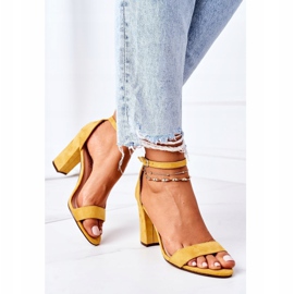 PS1 Florence Yellow Suede Sandals On A Bar 1