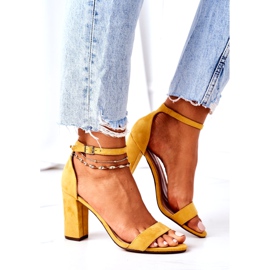 PS1 Florence Yellow Suede Sandals On A Bar 5