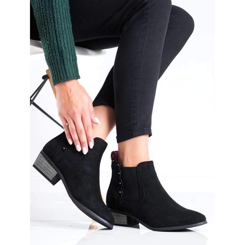 J. Star Black Booties On A Low Post 1