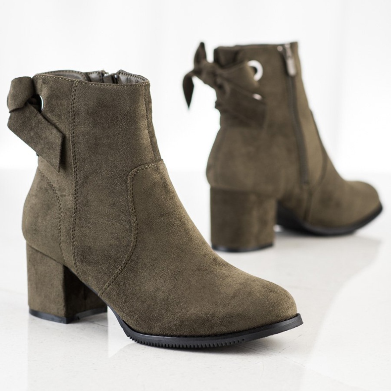 J. Star Khaki boots with decorative binding green 1