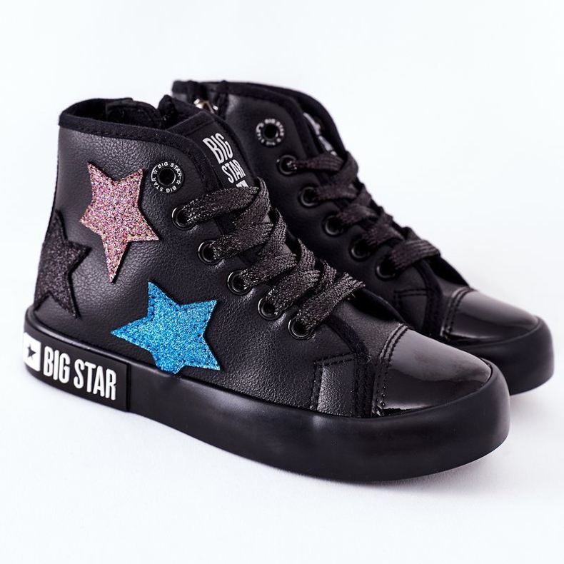 Children's High Sneakers With a Zipper Big Star II374028 Black multicolored 2