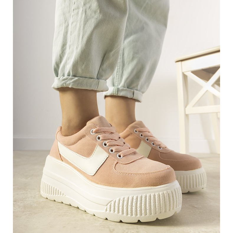 Pink sports sneakers with a high Chillout sole 1