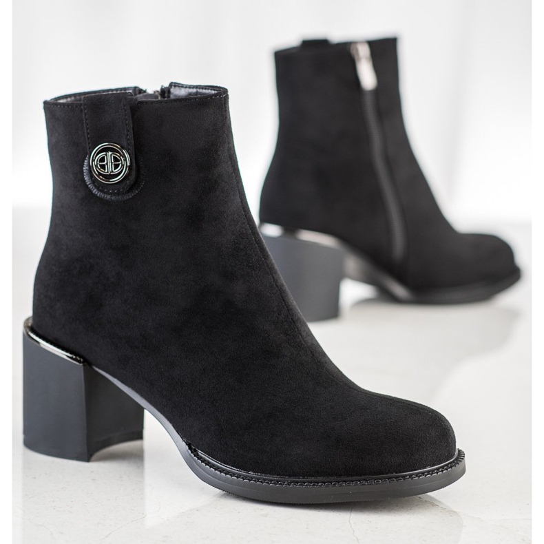 Filippo Suede Booties On A Wide Pillar black 1