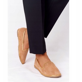 Women's Suede Loafers Lu Boo Camel beige golden 2