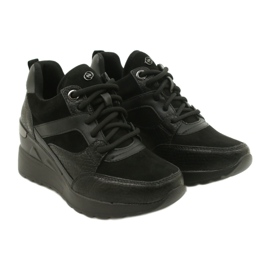 Evento Women's Wedge Sneakers 21SP35-4390 Black 4