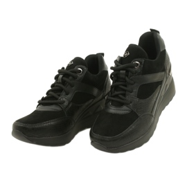 Evento Women's Wedge Sneakers 21SP35-4390 Black 2