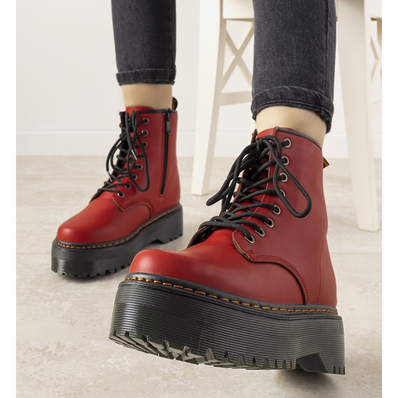 Madeline red women's boots 2