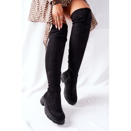 PS1 Black Selina Suede Over The Knee Boots 4