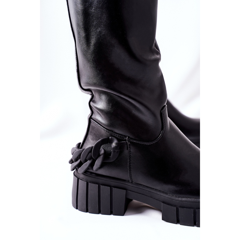 High Black Boots with Chain Teardown 1