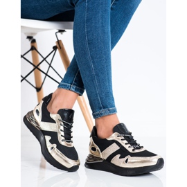 VINCEZA Glitter Sneakers black golden 2