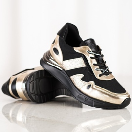 VINCEZA Glitter Sneakers black golden 1