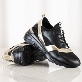 S. BARSKI Leather Sneakers by S.BARSKI black golden 1