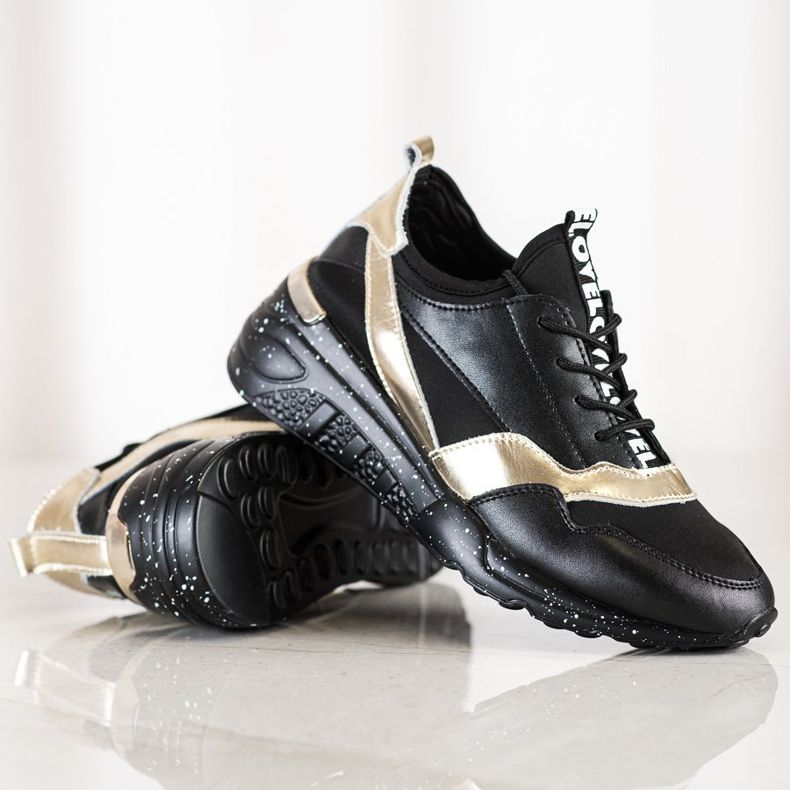 S. BARSKI Leather Sneakers by S.BARSKI black golden 1