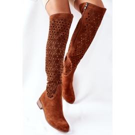 Alberto Violli Suede Boots With Openwork Pattern Brown Pointe 2