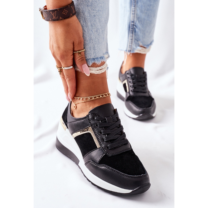 S.Barski Women's Leather Wedge Sneakers Black White Manitoba 1 S.Barski Women's Leather Wedge Sneakers Black White Manitoba 1