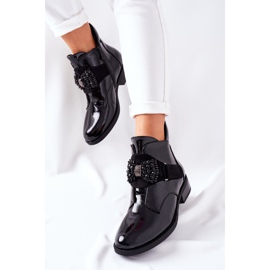 S.Barski Women's Boots Lacquered Black Schuler Crystals 2