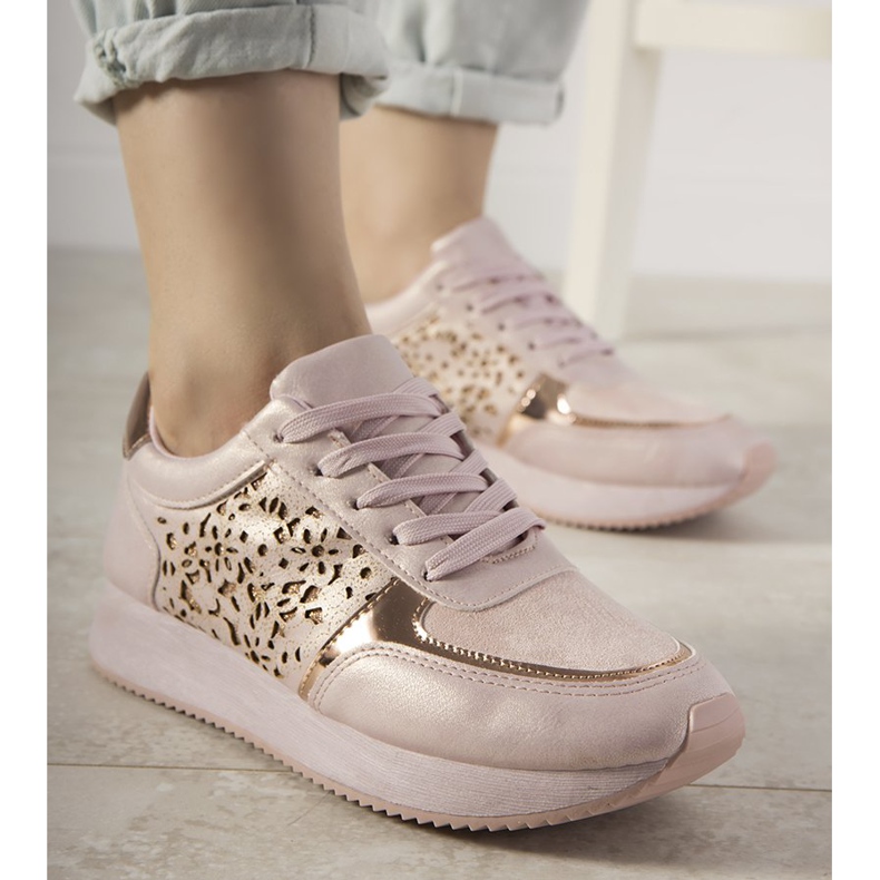 Pink sports sneakers with an openwork Festival pattern 2