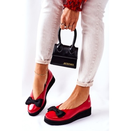 Leather Ballerinas On The Platform Maciejka 05062-08 Red black 2