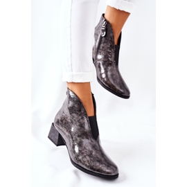 Leather Warm Boots On High Heel Maciejka 04777-13 Gray multicolored 2