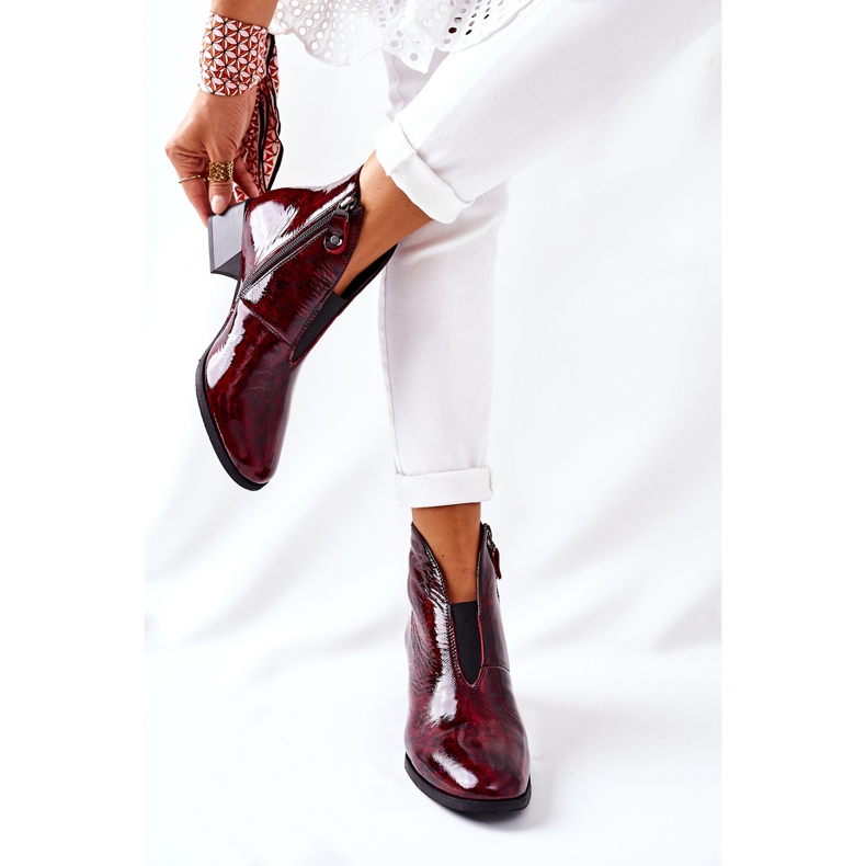 Leather Warm Boots On High Heel Maciejka 04777-23 Claret red 1