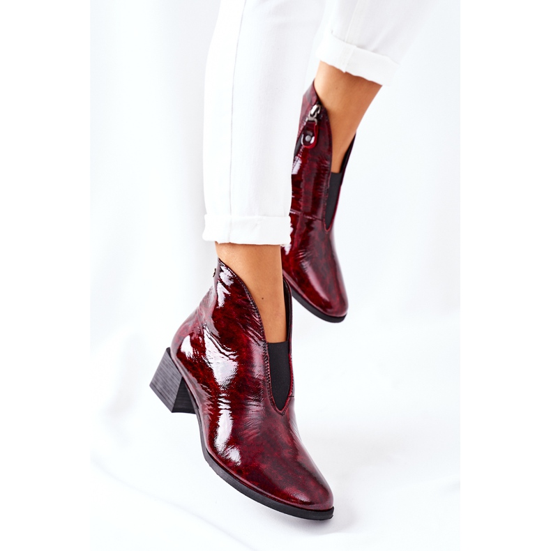 Leather Warm Boots On High Heel Maciejka 04777-23 Claret red 2