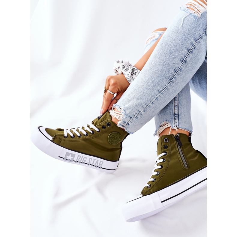 High Sneakers On The Big Star II274017 Khaki Platform green 1