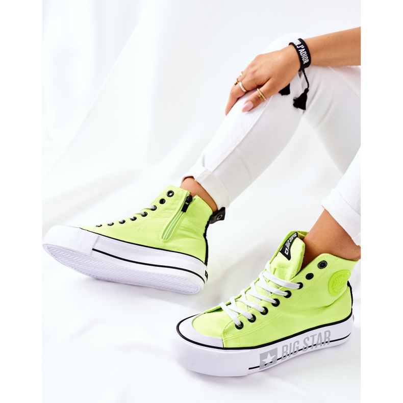 High Sneakers On The Big Star II274015 Neon Yellow Platform 1