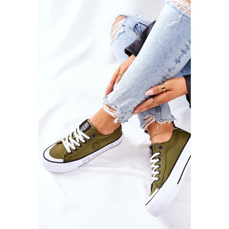 Sneakers On the Big Star II274024 Khaki platform green 1