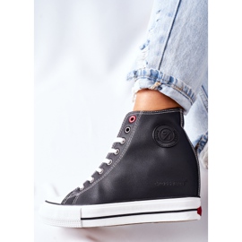 Leather Sneakers On Wedge Cross Jeans II2R4025 Black 2 Leather Sneakers On Wedge Cross Jeans II2R4025 Black 2