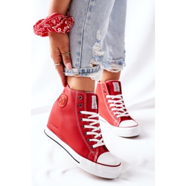 Leather Sneakers On Wedge Cross Jeans II2R4026 Red 1