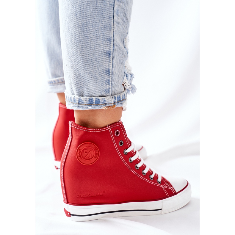 Leather Sneakers On Wedge Cross Jeans II2R4026 Red 2
