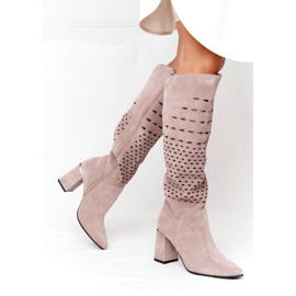 Openwork Boots Lewski Shoes 2847 / B Beżowe beige 6