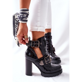 Boots On a Post Black Lacquered Buckle Crocodile Bramshall 1