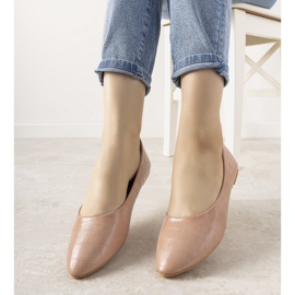 Pink ballerinas in the Camilia crocodile skin pattern 1