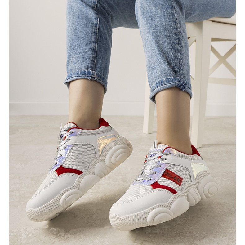 Women's white and red sneakers Carry 1