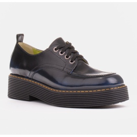 Marco Shoes Chiara loafers in brushed leather black blue 1