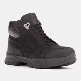 Marco Shoes Natural leather trekking boots black 1