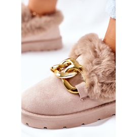 PB1 Women's Gold Chain Slippers Beige Ardrums 1
